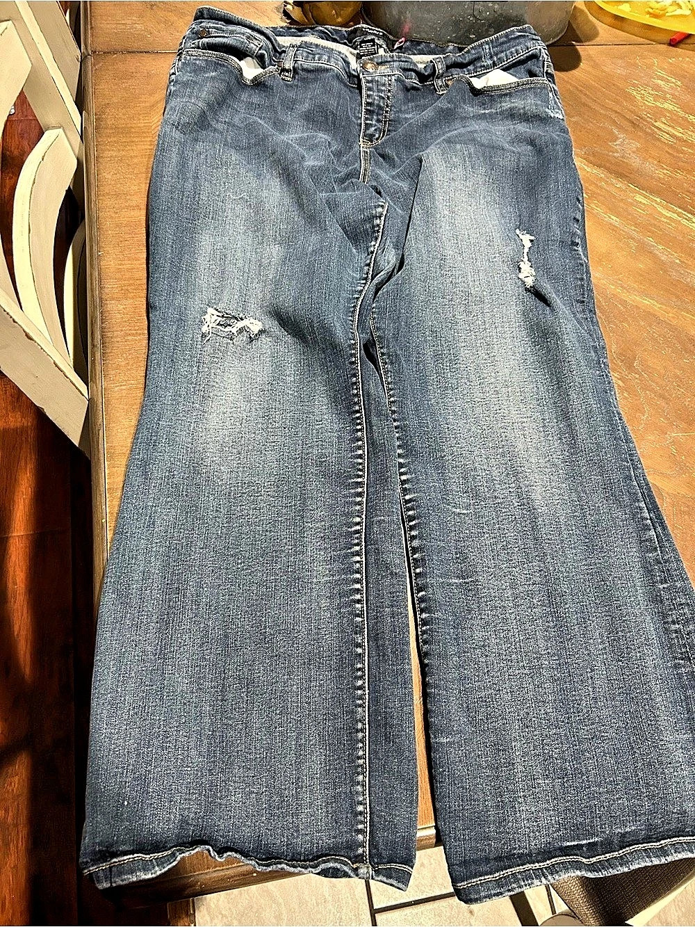 TORRID Denim Distressed Wide Leg Jeans Waist 22